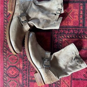 Frye Women's Taupe Leather Moto Boots